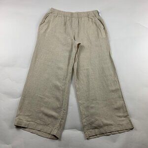 PETITE Old Navy Flax Linen Blend High Rise Wide Leg Cropped Pant PM New